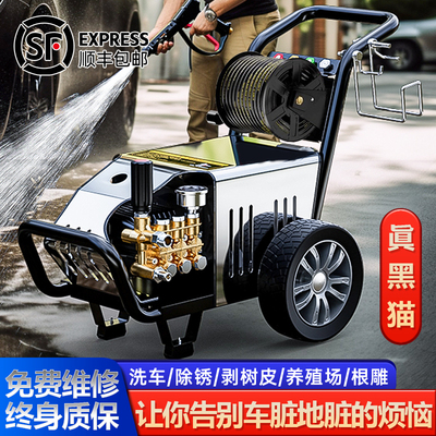 黑猫高压大功率380v工业清洗机220v养殖场用洗车机水泵洗车