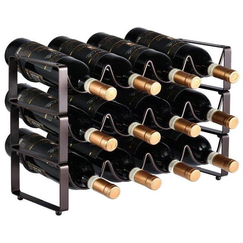 新品瓶铁艺酒意架摆件酒架可叠加葡红萄酒架欧f式酒架多瓶创酒柜