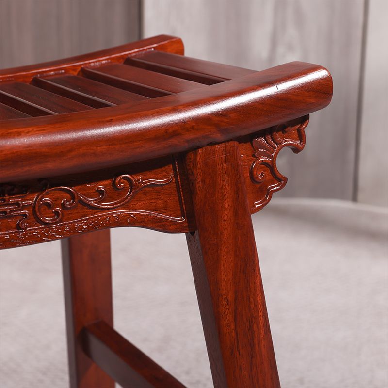 纯实木弯面换鞋马鞍凳居家实用中式雕花弯面凳子古筝凳餐凳茶凳