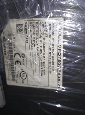 台达变频器CP200075KWVFD750CP43A-2询价