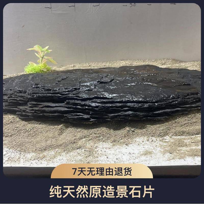 溪流石扁平鱼缸造景石原生态溪底部乌龟专用石头底砂片石页岩