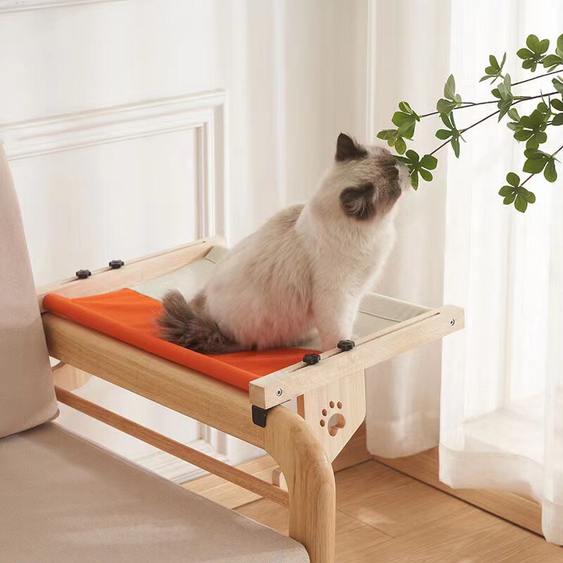 通用实木宠物猫咪悬挂床阳台吊床吊篮床边猫窝猫床晒太阳客厅窗户