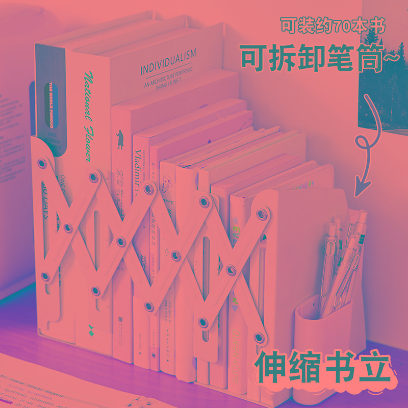 三年二班可伸缩书立架书本桌面收纳学生用高中生固定书夹书桌