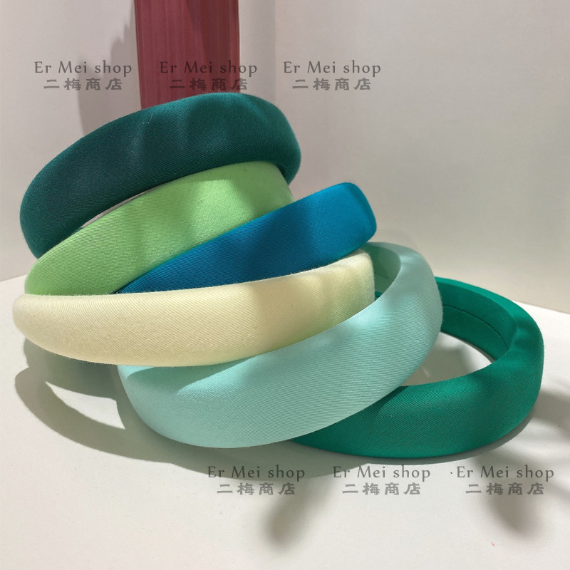 春夏高颅顶海绵发箍女2025新款蓝色绿色头箍法式复古宽边发卡