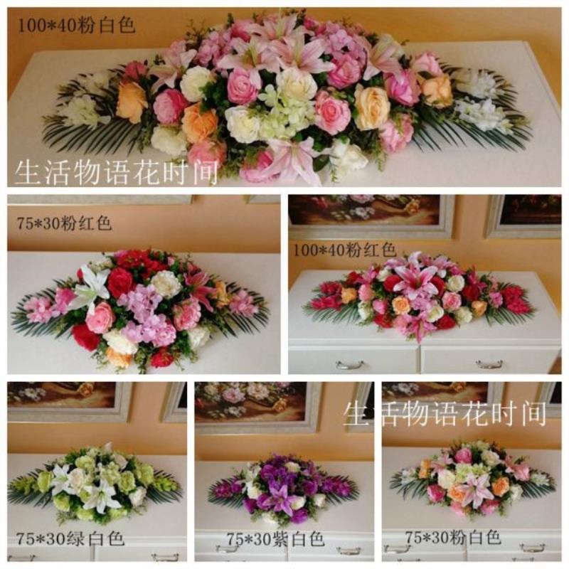 仿真桌花百合玫瑰花假花办公室装饰花艺商务酒店摆设塑料会议桌花