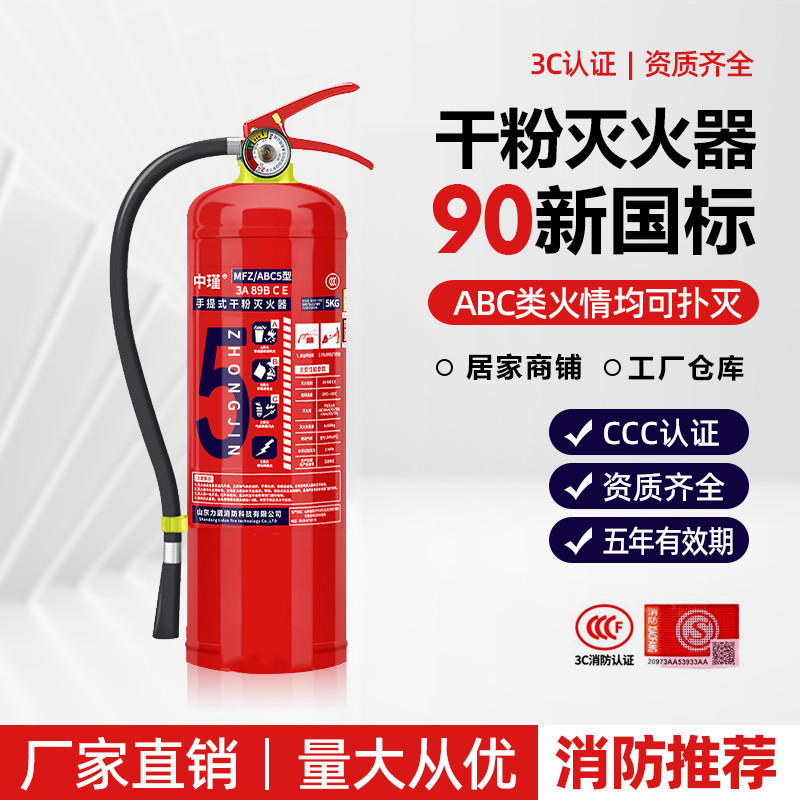 25年新国手提式干粉灭火器铺用4公斤车用23458kg消防灭火器材