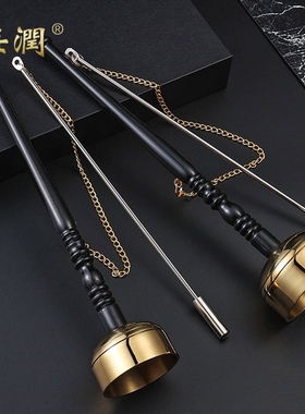 佛具家用室内风水摆件纯铜直柄直杆引磬铜磬助念法器木鱼档子