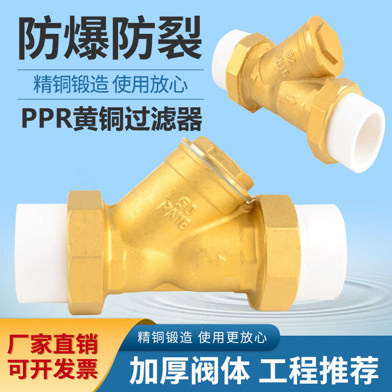 全铜加厚暖气管道水管PPR热熔双活接增压泵y型过滤阀除污器4分