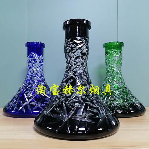 阿拉伯水烟大号插口玻璃瓶 刻花人工水晶瓶hookah vase