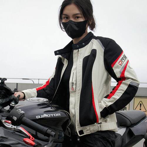 杜汉夏季机车骑行服男女防摔透气网眼机车骑士服情侣修身夹克