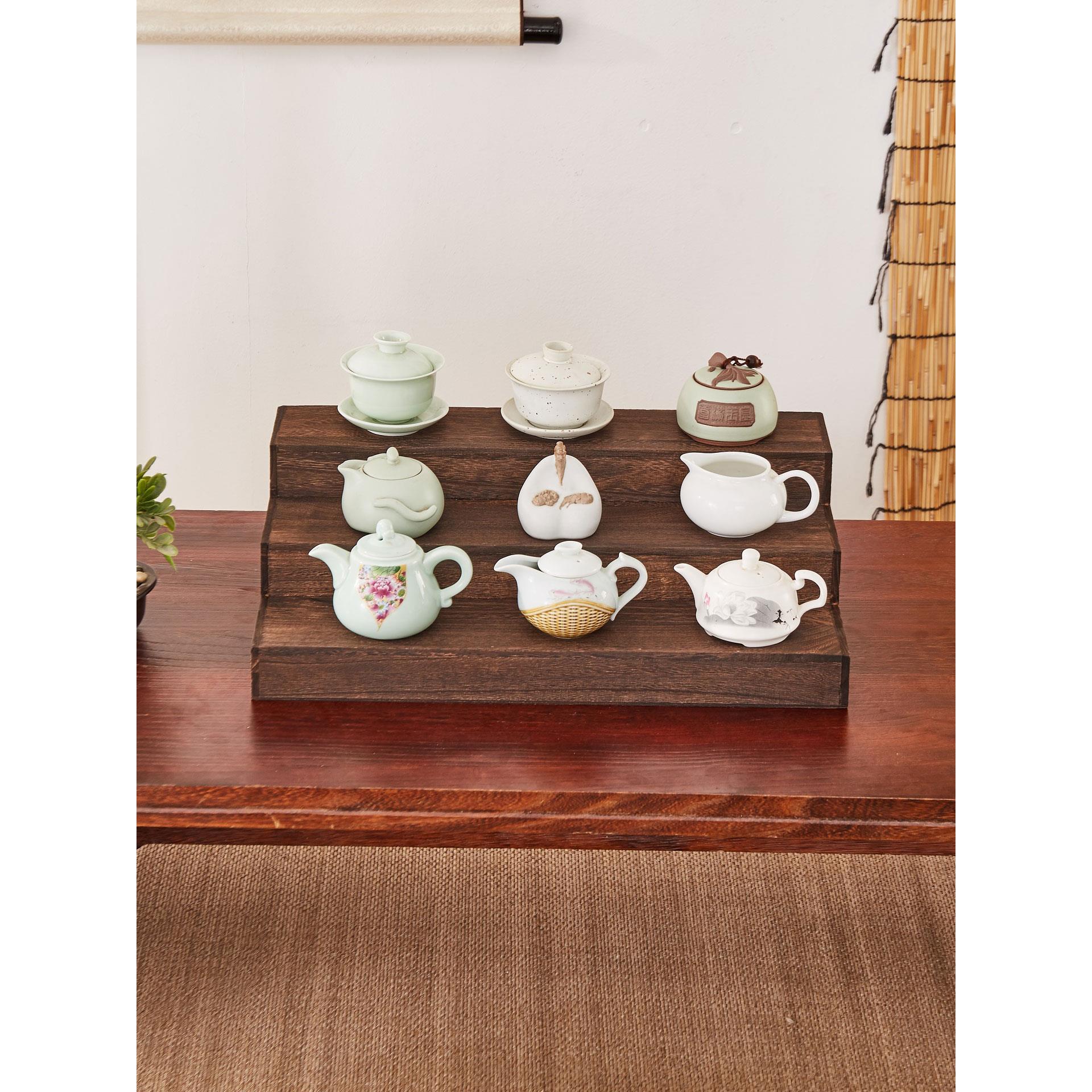 桌面实木置物架博古架中式台桌上茶壶展示架茶托架茶杯架茶道零配