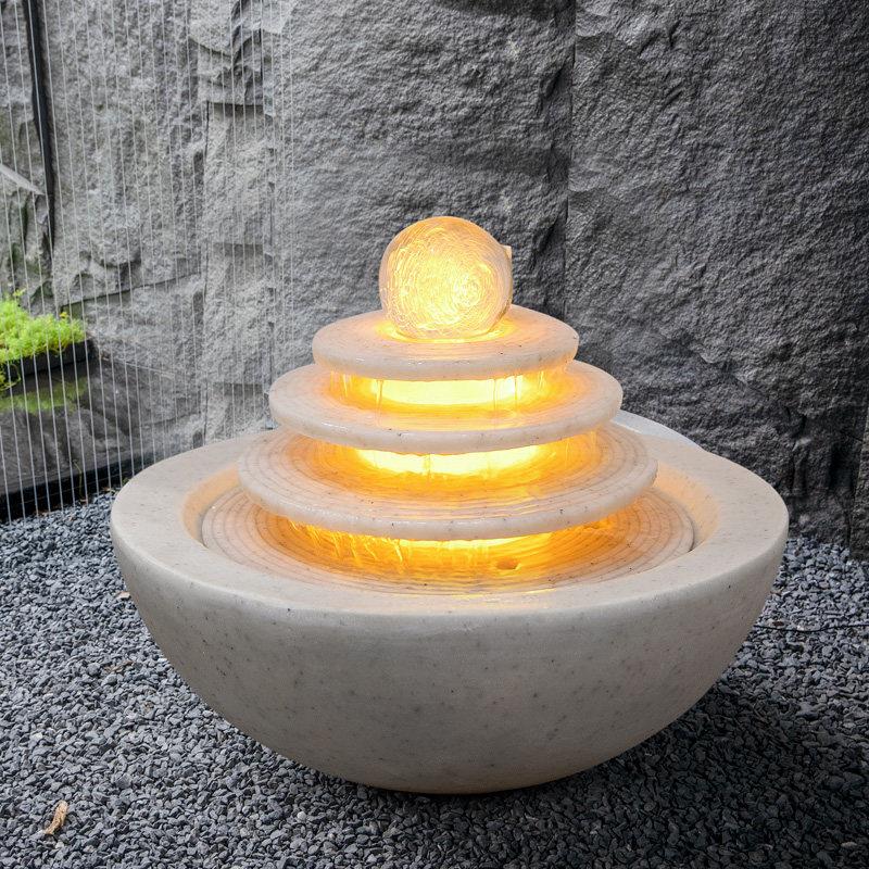 水景庭院招财摆件流水生财喷泉水晶球玄关水倒流装饰品室内假山