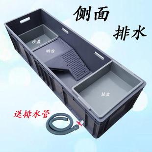 养龟箱 特大号乌龟缸带排水加厚养龟专用箱家用带晒台水陆缸组合式