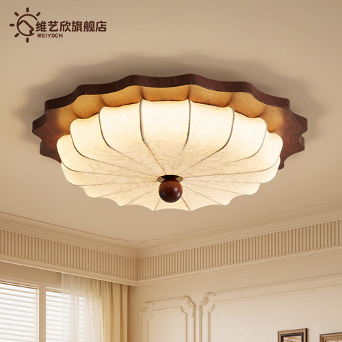 实木卧室灯吸顶灯中古法式复古
