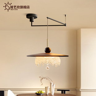 法式中古风摇臂餐厅吊灯可位移美式复古餐桌吊灯2025年新款餐厅灯