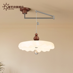 法式复古风餐厅吊灯现代简约新款摇臂全光谱卧室吊灯高级感餐厅灯