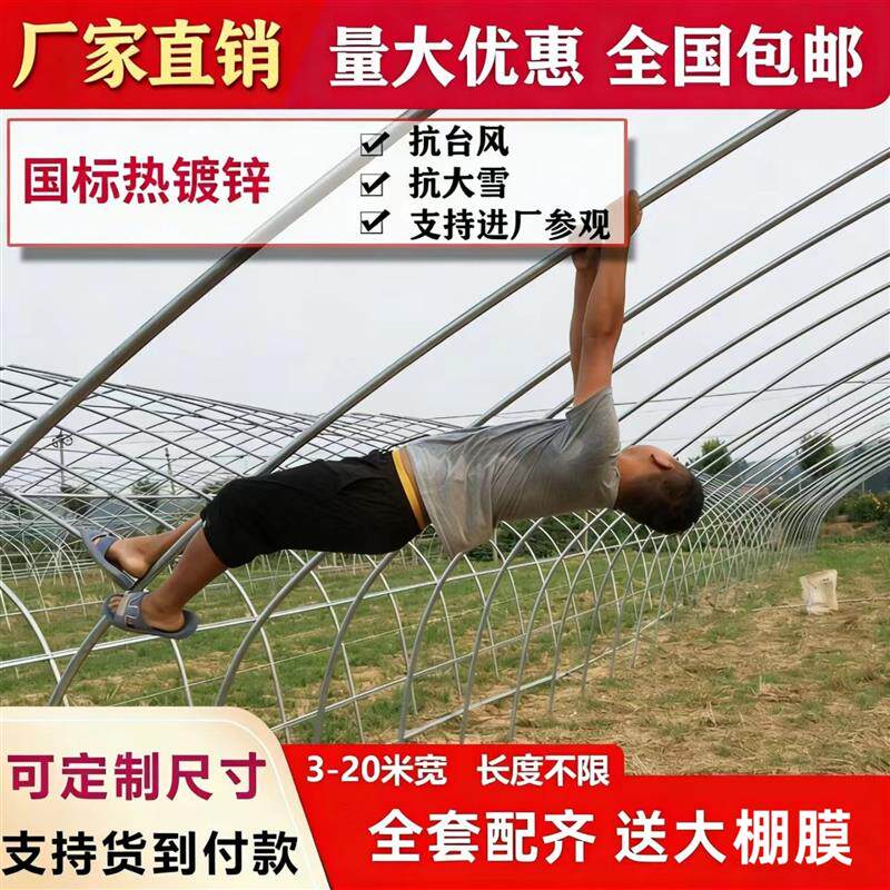 热镀锌温室蔬菜大棚骨架钢管 养殖种植大棚架全套送膜 抗风雪包邮