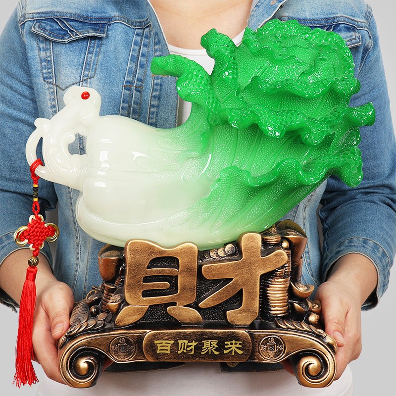 百财如意玉白菜摆件招财家居装饰品工艺品客厅电视柜店铺开业礼品