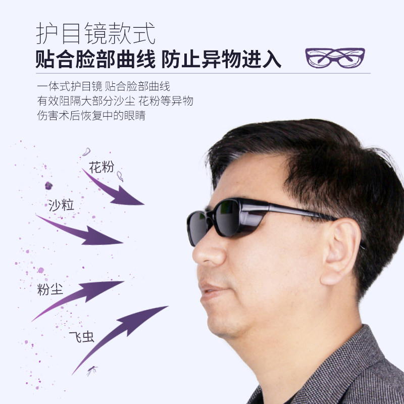 白内眼睛近视飞秒手术后护目镜防风沙墨镜遮光偏光防强光防护眼镜