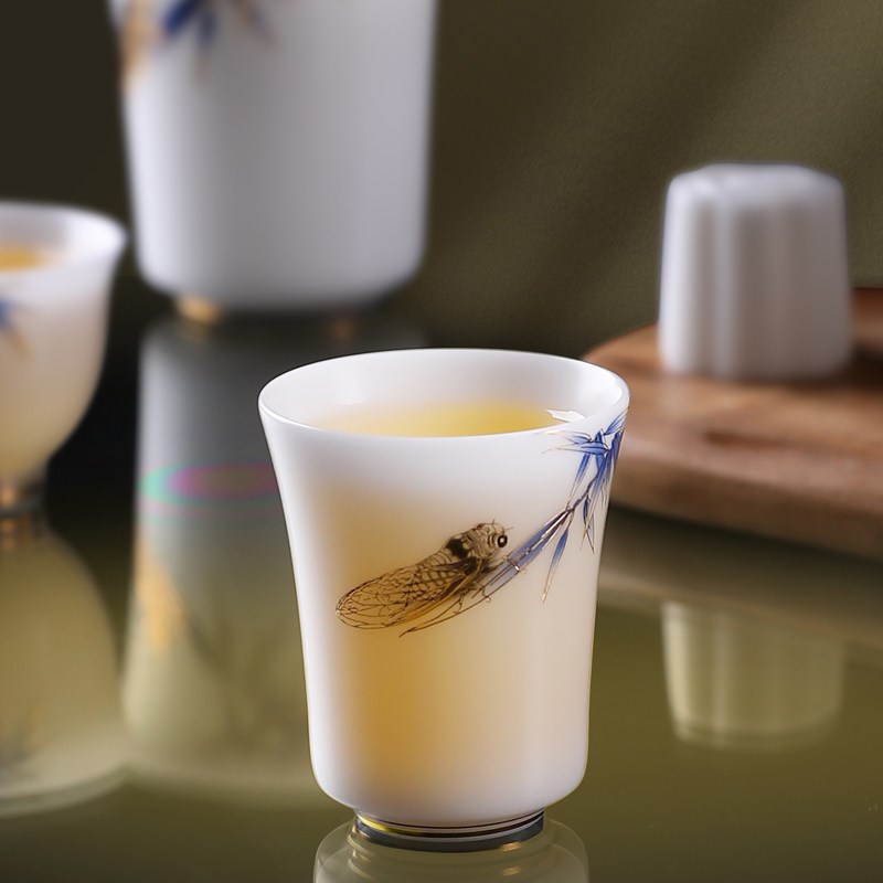 高档冰种羊脂玉瓷茶具套装办公室会客轻奢德化白瓷泡茶壶盖碗礼品
