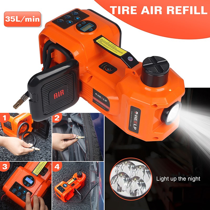 12V5吨数显电动千斤顶越野SUV汽车载卧式轿车用电动扳手充气工具