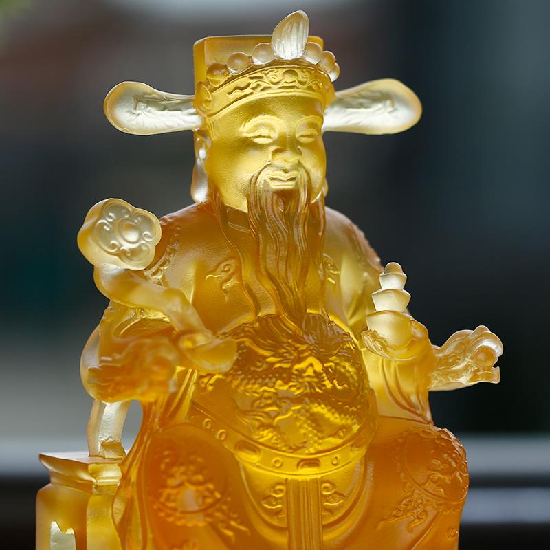 琉璃文财神财神爷招财佛像居家客厅佛堂桌面摆放佛具供奉用品摆件