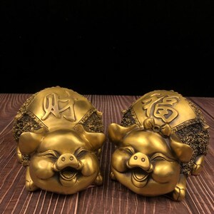 铜猪摆件全铜金钱福禄百财猪生肖猪吉祥物客厅办公室装饰开业礼品
