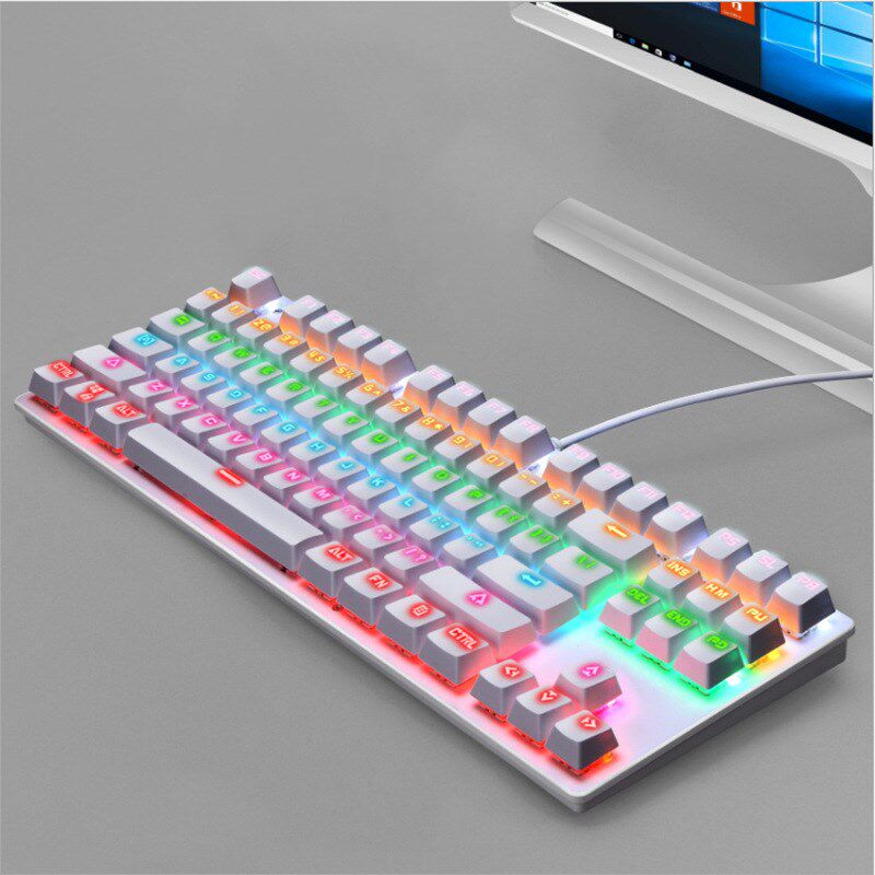 K870 87键真机械键盘青轴有线办公游戏电脑机械键盘电竞键盘跨境