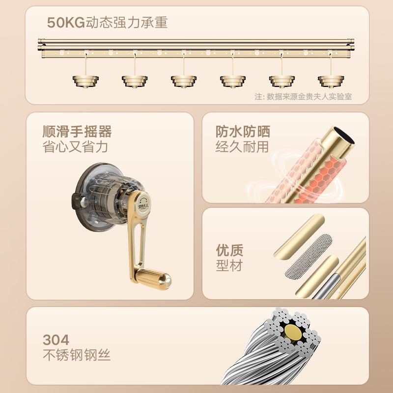 升降晾衣架阳台手摇式晒衣双杆家用顶装晾衣杆四杆凉衣折叠晒被架