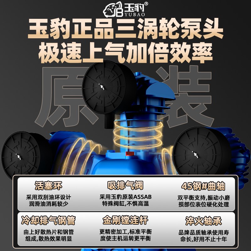 空压机工业级大型380V高压小型打气泵220V喷漆气磅汽修空气压缩机