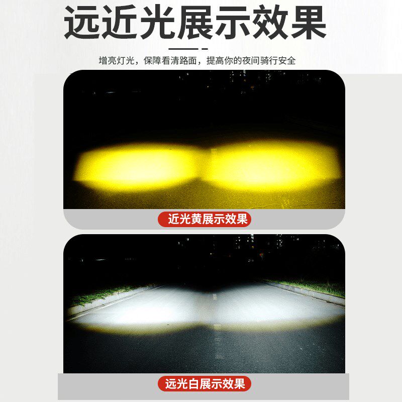摩托车射灯强光超亮远射灯远近光一体外置透镜电动车配件led大灯