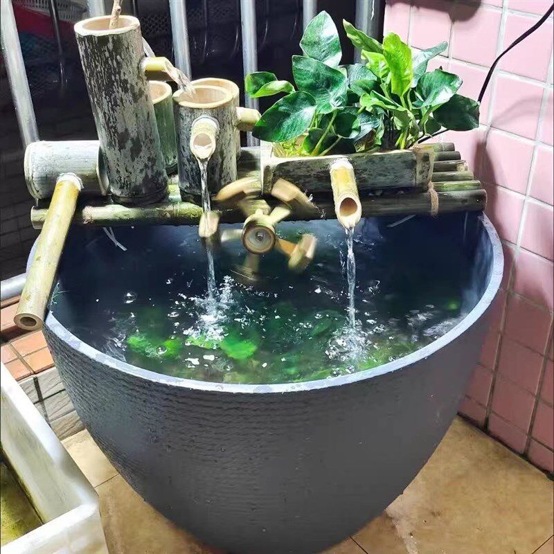 加厚仿水泥特大号花盆养鱼养荷花睡莲绿植塑料树脂盆缸古法生态缸
