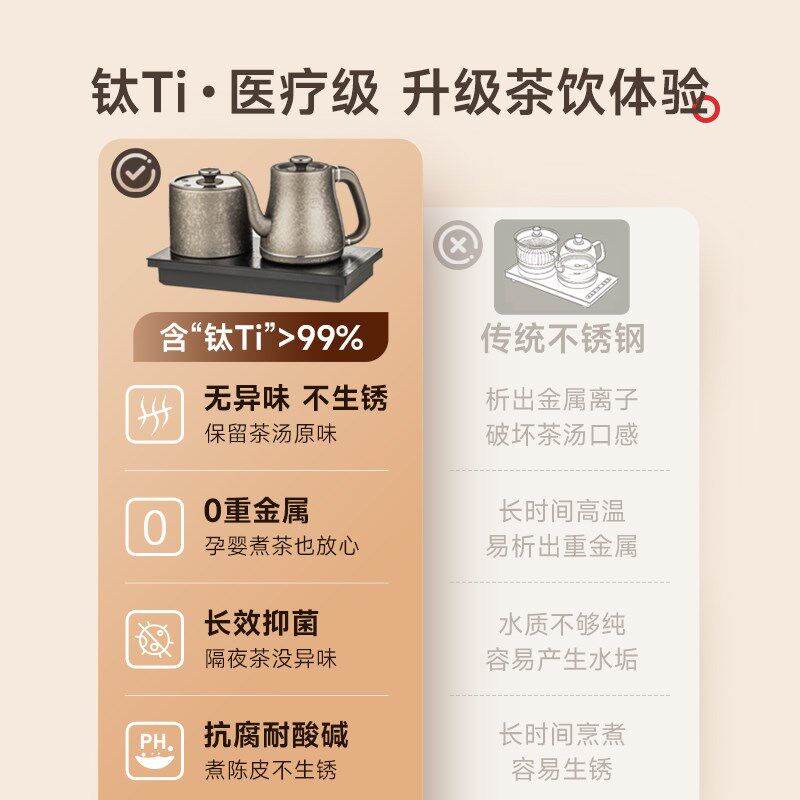 纯钛全自动上水电热烧水壶泡茶专用茶台茶桌嵌入式电茶炉煮茶保温
