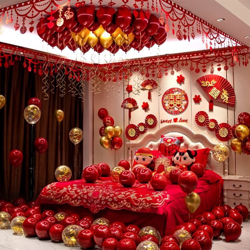 婚房布置套装男方婚庆新房卧室气球装饰创意浪漫婚礼结婚用品345