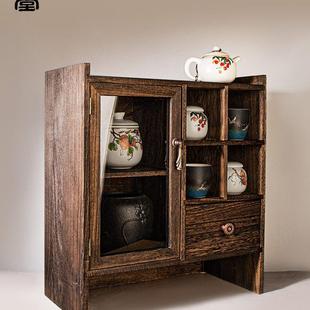 容山堂置物架防尘茶具收纳柜家用茶壶架子展示架实木博古架多宝阁