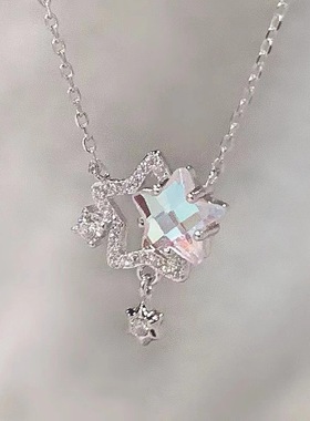 「闪耀双子星」幻彩星星项链2023新款轻奢小众高级感锁骨链夏天女