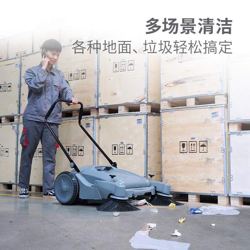 坦虎H1 手推式无动力扫地机 工厂道路清扫车地面扫树叶工业扫地机