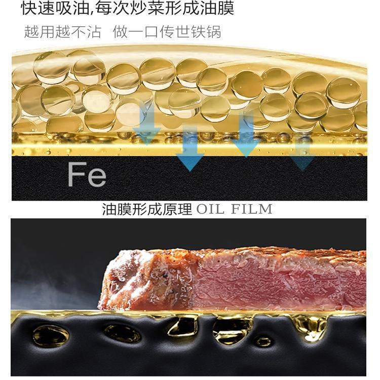 生铁手工无涂层不粘锅平底老式大电磁炉铸双耳铁锅家用炒菜锅包邮