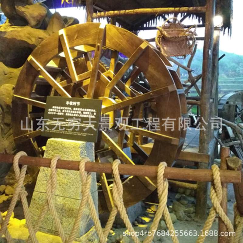 直销大型防腐木脚踏水车 户外碳化木学校幼儿园脚踏水车景观