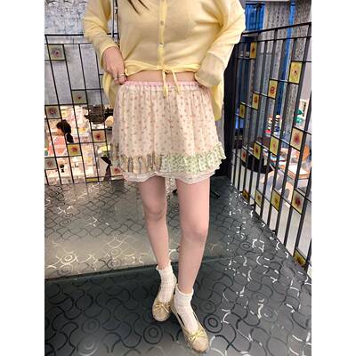 Realzz official一宁章章 轻盈少女 多色拼接褶边碎花蛋糕半裙