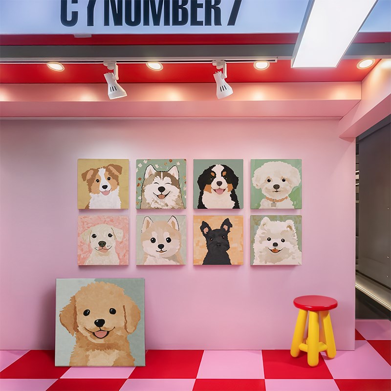 可爱狗狗b装饰画平面喷绘油画沙发挂画趣味狗狗客厅儿童房多种类图片