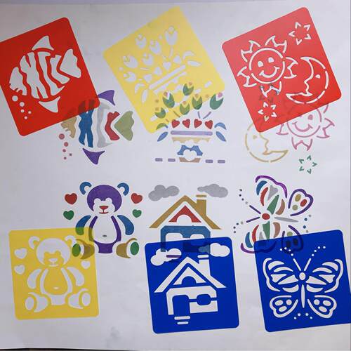 彩色儿童绘画模板pp镂空画板圣诞模版手抄报DIY创意