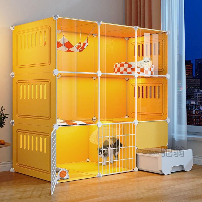 麓f猫别墅超大自由空间家用室内猫舍猫咪笼子双层猫柜子猫房宠物