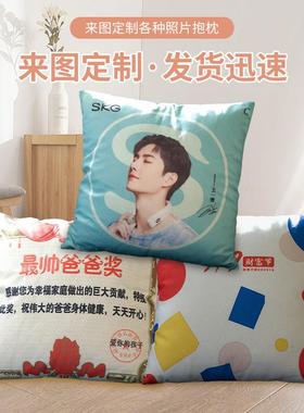 来图定制diy抱枕企业log展会礼品抱枕套沙发靠垫套短毛绒抱枕靠腰