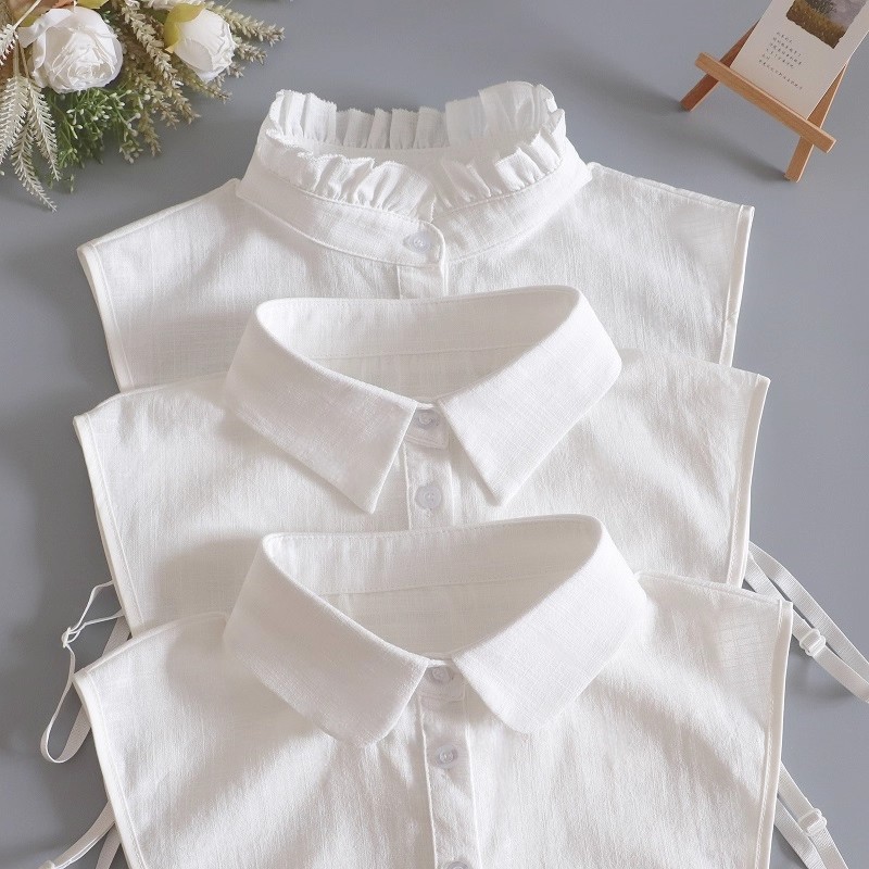 2025新款秋冬纯棉尖领假领子女