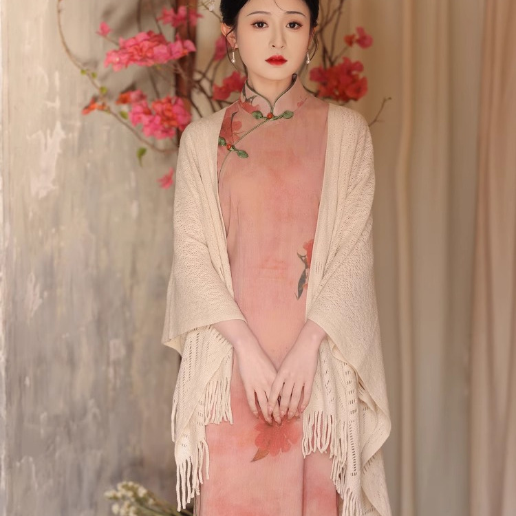 披肩女搭配旗袍专用针织流苏外搭夏季2025新款文艺气质民国风开衫