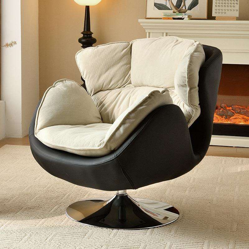 意式轻奢天鹅沙发椅单人位设计师客厅阳台书房简约可旋转休闲沙发