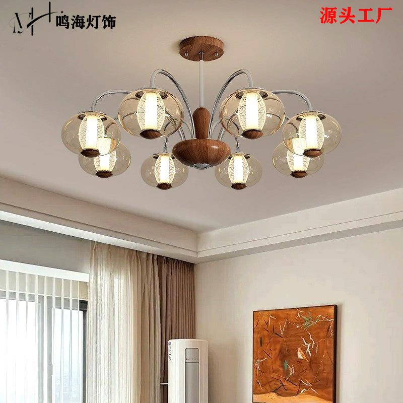 法式中古客厅吊灯vintage复古餐厅胡桃木色书房卧室设计师房间灯