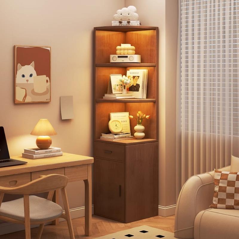 实木角柜转角柜三角置物柜子落地靠墙窄缝柜儿童家用书架简易书柜