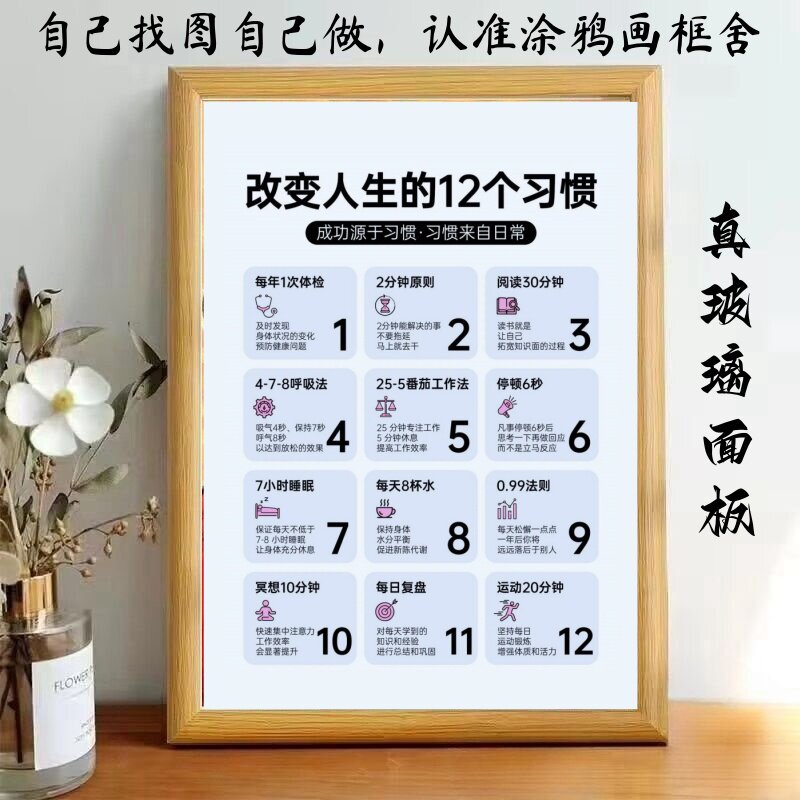 改变人生的12个习惯玻璃面板相框